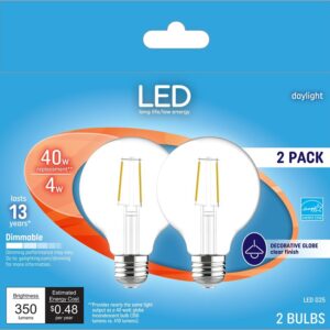 GE Industrial Solutions 28942 LED Bulb, Globe, G25 Lamp, E26 Lamp Base, Dimmable, Daylight Light