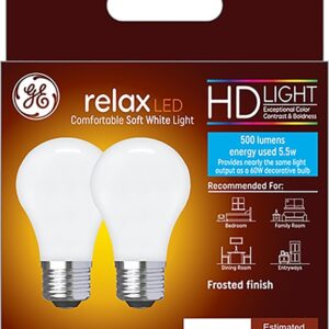 GE Industrial Solutions 36982 LED Bulb, General Purpose, 500 Lumens, 5.5 W, A15 Lamp, E26 Lamp Base, Dimmable, Frosted