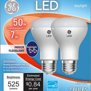 GE 93116049 Light Bulb, Directional, R20 Lamp, 50 W Equivalent, Medium Lamp Base, Dimmable, Clear, Daylight