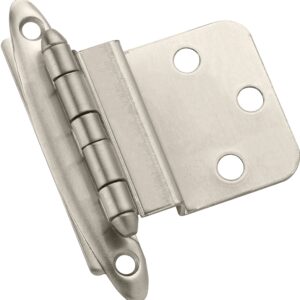Amerock BPR3417G10 Hinge, 3/8 in Inset, Satin Nickel, 2-3/4 in L x 2 in W, Non Self-Closing Hinge