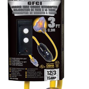 PowerZone ORG320803 Outlet Adapter, 3 ft L, 15 A, 125 V, Yellow