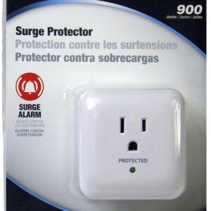 PowerZone OR802105 Surge Protector Power Strip, 125 V, 15 A, 1-Outlet, 900 Joules Energy, White