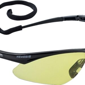 Jackson Safety 25659 Safety Glasses, Hard-Coated Lens, Polycarbonate Lens, Wraparound Frame, Nylon Frame, Black Frame