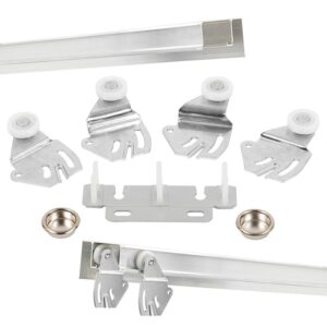 Renin BP0022F-06000-AL Hardware and J-Track Set, 60 in L Track, Aluminum, For: 1-3/8 in THK Bypass Door