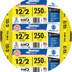 Romex 12/2NM-WGX250 Building Wire, 12 AWG Wire, 2 -Conductor, 250 ft L, Copper Conductor, PVC Insulation