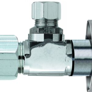 Plumb Pak PP20061LF Angle Shut-Off Valve, 5/8 x 3/8 in Connection, Compression, Quarter-Turn Actuator, Brass Body