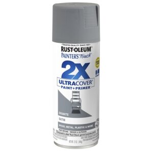 Rust-Oleum Painter's Touch 2X Ultra Cover 334069 Spray Paint, Satin, Granite, 12 oz, Aerosol Can