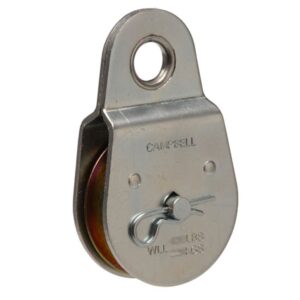 Campbell T7550404 Pulley, Single Sheave, 1/2 in Rope, 650 lb Working Load, 3 in Sheave, Zinc