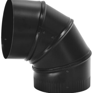 Imperial BM0015 Stove Pipe Elbow, 90 deg Angle, 7 in, 24 Gauge, Steel, Black, Matte