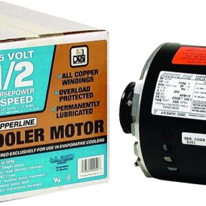 Dial 2204 Evaporative Cooler Motor, 0.5 hp, 1-Phase, 115 V, 1/2 in Dia Shaft, Clockwise Shaft Rotation, Ball Bearing