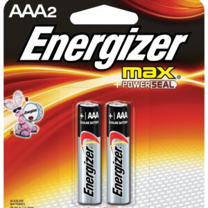 Energizer E92BP-2 Battery, 1.5 V Battery, 1250 mAh, AAA Battery, Alkaline, Manganese Dioxide, Rechargeable: No, 2/PK