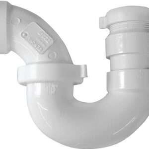 Canplas 193221A P-Trap, 1-1/4 x 1-1/2 in, Hub x Slip, PVC, White