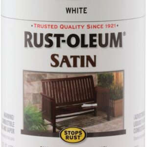 Rust-Oleum 7791502 Enamel Paint, Satin, White, 1 qt, Can, 60 to 100 sq-ft/qt Coverage Area