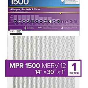 Filtrete 2024DC-4 Air Filter, 30 in L, 14 in W, 12 MERV, 1500 MPR, For: Air Conditioner, Furnace and HVAC System