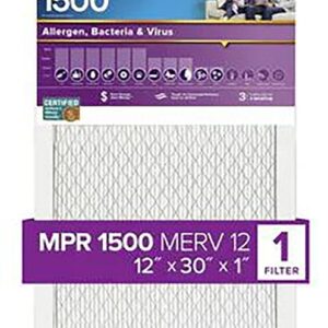 Filtrete 2042DC-4 Air Filter, 30 in L, 12 in W, 12 MERV, 1500 MPR, For: Air Conditioner, Furnace and HVAC System