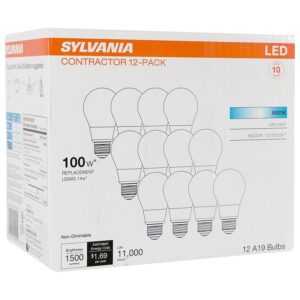Sylvania 40205 LED Bulb, General Purpose, A19 Lamp, E26 Lamp Base, Non Dimmable, Frosted, 5000 K Color Temp