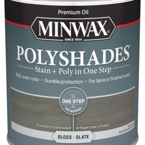 Minwax PolyShades 614984444 Interior Wood Stain, Gloss, Slate, Liquid, 1 qt