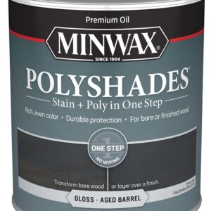 Minwax PolyShades 614994444 Interior Wood Stain, Gloss, Aged Barrel, Liquid, 1 qt