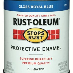 Rust-Oleum Stops Rust 7727502 Enamel Paint, Oil, Gloss, Royal Blue, 1 qt, Can, 50 to 90 sq-ft/qt Coverage Area