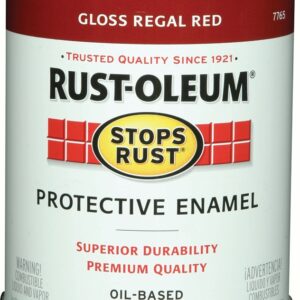 Rust-Oleum Stops Rust 7765502 Enamel Paint, Oil, Gloss, Regal Red, 1 qt, Can, 50 to 90 sq-ft/qt Coverage Area