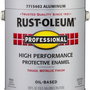 Rust-Oleum 7715402 Enamel Paint, Gloss, Aluminum, 1 gal, Can, 230 to 390 sq-ft/gal Coverage Area