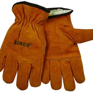 Kinco 51PL-M Driver Gloves, Men's, M, 10-1/2 in L, Keystone Thumb, Easy-On Cuff, Cowhide Leather, Gold
