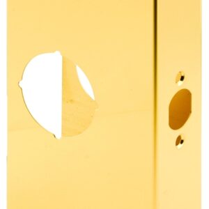 Prime-Line U 9548 Lock and Door Reinforcer, 2-3/8 in Backset, 1-3/4 in Thick Door, Brass, 3-7/8 in W, 2-1/8 in Bore