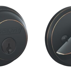 Schlage B60716 Deadbolt, 1 Grade, SC1 Key, Metal, Aged Bronze, 2-3/8, 2-3/4 in Backset, C Keyway