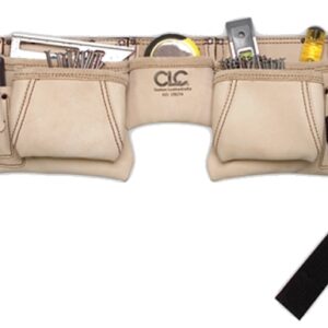 CLC Tool Works Series 175274 Construction Work Apron, 29 to 49 in Waist, Leather, White, 12-Pocket