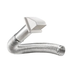 Lambro 1375W-R Wall Hood Vent Kit, Plastic, White, Includes: (2) 4 in Metal Worm Gear Clamps