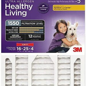 Filtrete NDP01-4S-4 Air Filter, Electrostatic, 4 in Thick, 25 in L, 16 in W, 12 MERV, 1550 MPR, 4/PK