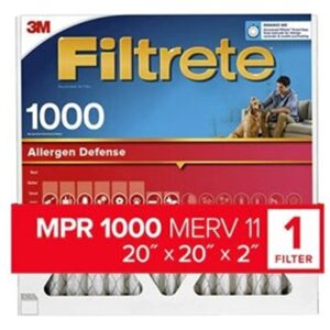 Filtrete Allergen Defense NADP02-2IN-4 Air Filter, 20 in L, 20 in W, 11 MERV, 1000 MPR, Polypropylene Frame