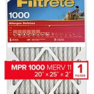 Filtrete Allergen Defense NADP03-2IN-4 Air Filter, 25 in L, 20 in W, 11 MERV, 1000 MPR, Polypropylene Frame
