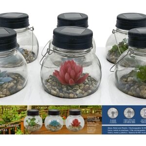 Boston Harbor 26147 Jar, Ni-Mh Battery, 1-Lamp, LED Lamp, Glass Stone Succulent Stainless Steel Fixture