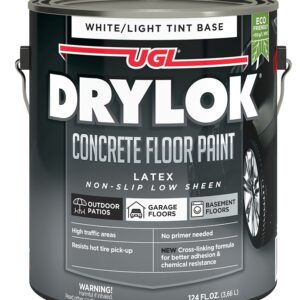Drylok 43113 Floor Paint, Latex, Flat, Light Tint Base/White, 1 gal, 300 to 400 sq-ft Coverage Area