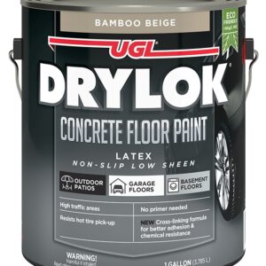 Drylok 43513 Floor Paint, Latex, Flat, Bamboo Beige, 1 gal, 300 to 400 sq-ft Coverage Area