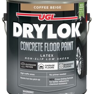 Drylok 43713 Floor Paint, Latex, Flat, Coffee Beige, 1 gal, 300 to 400 sq-ft Coverage Area
