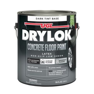 Drylok 43813 Concrete Floor Paint, Latex, Flat, Dark Tint, 1 gal, 300 to 400 sq-ft/gal Coverage Area