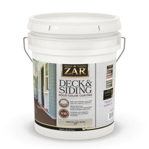 ZAR 82515 Deck and Siding Solid Color Coating, Medium Tint, Liquid, 5 gal