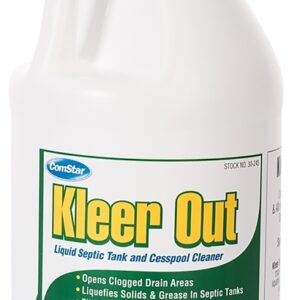 ComStar Kleer Out Series 30-245 Septic Tank Cleaner, Liquid, Clear, Odorless, 1 gal Bottle