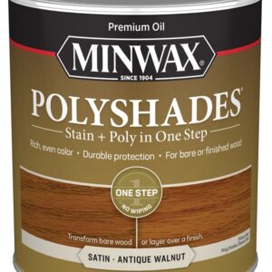 Minwax 61340444 Waterbased Polyurethane Stain, Satin, Liquid, Antique Walnut, 1 qt, Can