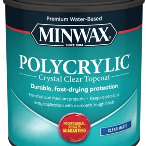 Minwax Polycrylic 622224444 Waterbased Polyurethane, Matte, Liquid, 1 qt