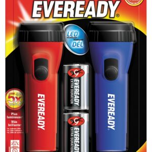 Energizer EVEL152S Flashlight, D Battery, Carbon Zinc Battery, LED Lamp, 9 Lumens, 57 m Beam Distance, 50 hr Run Time