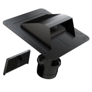 Canplas 6014BL Roof Dryer and Bathroom Exhaust Vent, 6-1/8 in W Hood, 3-1/4 in H Hood, 4 in Duct, Black Hood