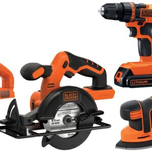 Black+Decker BD4KITCDCMSL Combination Tool Kit, Battery Included, 20 V, Lithium-Ion