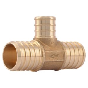 SharkBite UC416LFA Crimp Reducing Tee, 1 x 1 x 3/4 in, Barb, Brass, Copper, 200 psi Pressure