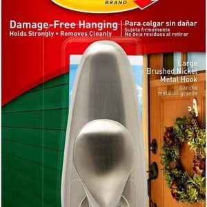 Command FC13-BN-AWES Large Outdoor Hook, 5 lb, 1-Hook, Metal, Brushed Nickel