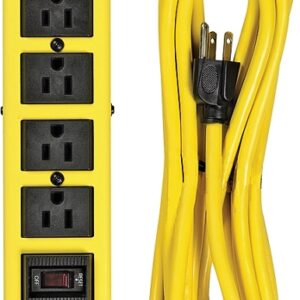 CCI 5138N Surge Protector Power Strip, 125 V, 15 A, 6 -Outlet, 1050 J Energy, Black/Yellow