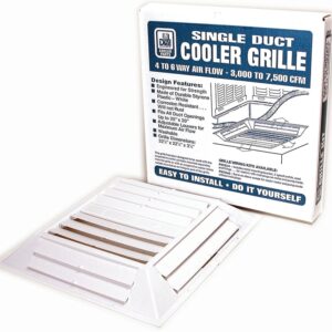 Dial 7637 Ceiling Grille, 6-Way, Plastic, White, For: 4500/6500 cfm Evaporative Cooler Purge Systems