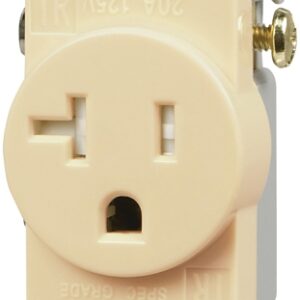 Eaton Wiring Devices TR1877V-BXSP Single Receptacle, 2 -Pole, 125 V, 20 A, Side Wiring, NEMA: NEMA 5-20, Ivory